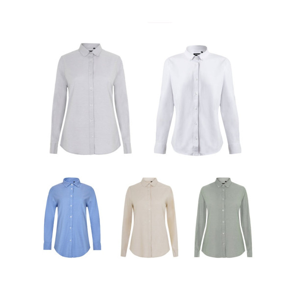 VL PRITHVI WOMEN. Oxford overhemd (180 g/m²) voor dames, gemaakt van katoen (50%), polyester (45%) e