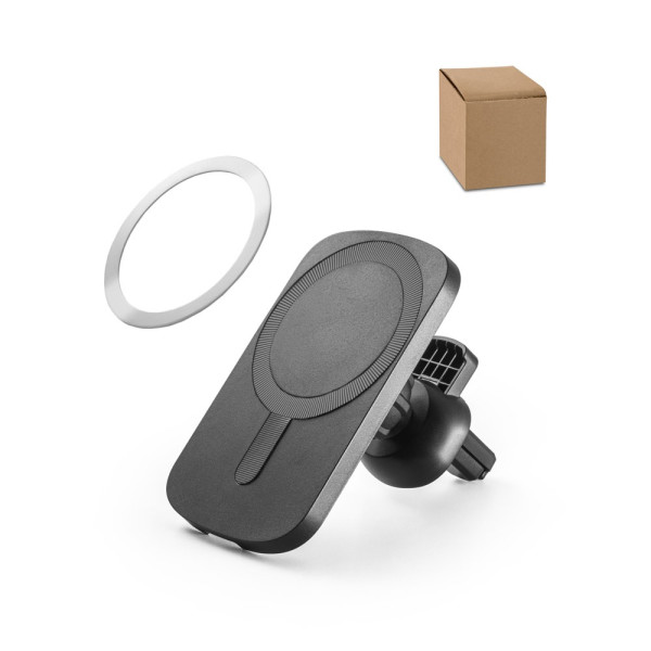 KOCH. Smartphonehouder voor in de auto met draadloze magnetische oplader 15W in gerecycled ABS (100%