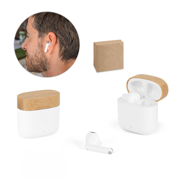COBAIN. Draadloze hoofdtelefoon met 5 uur autonomie in gerecycled ABS (100% rABS) en bamboe