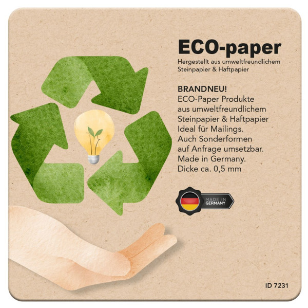 ECO-papier, onderzetter 100 x 100 mm, ca. 0,5 mm dik