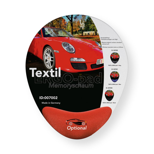 ERGO-pad traagschuim textiel, HB rood